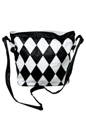 Vintage 80s - 90s Harlequin Patchwork Leather Shoulder Bag Purse